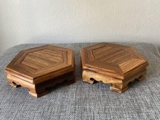 Flower Pot Stand Bonsai Indoors Hexagonal Wooden Plant Stands Pack of 2-NEW