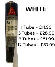 Sikaflex 221 - WHITE - Strong Adhesive Sealant-Sika, Car, Boat, Camper Van 01/26