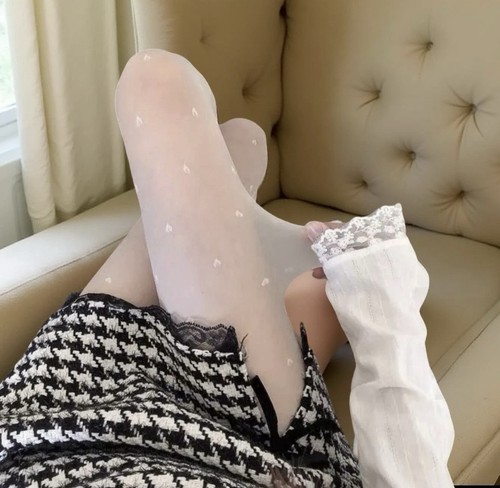 White sheer heart pattern - sheer,