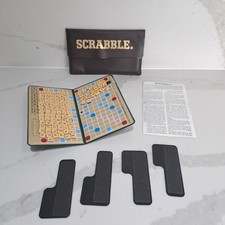 SCRABBLE Travel Magnetic Pocket Board Game Vintage - in Brown Pouch
