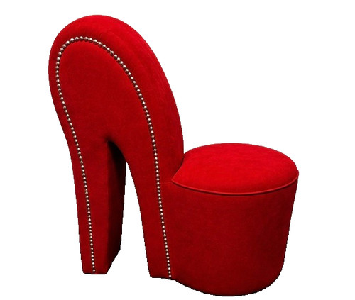 Stiletto red plush high heel - high,