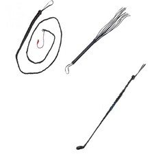 REAL BLACK LEATHER WHIP CROP