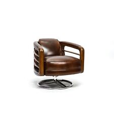 Club Chair " Marisol " Leather Braun Rotating Vintage 20er Art Deco Retro Cigar