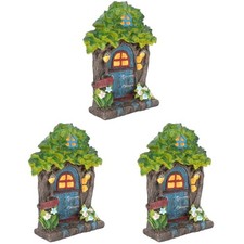 3pcs garden fairy house fairy house door sculpture garden miniature decoration