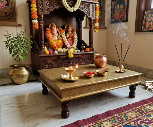 Indian wooden and brass finish - wooden,