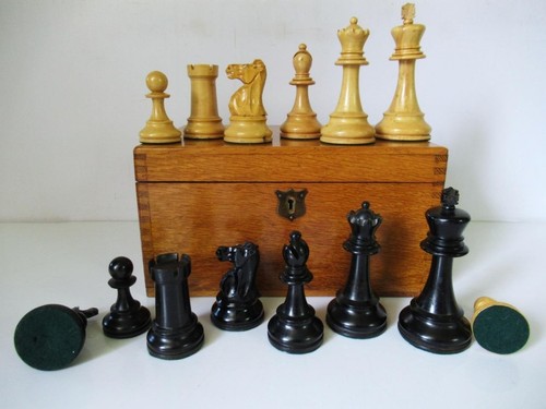 Antique weighted chess set - chess,