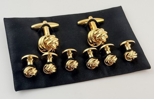 Gold tone knot cufflinks - tone,