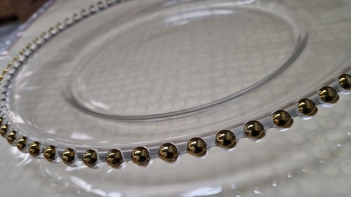 Gold glass beaded charger - glass,