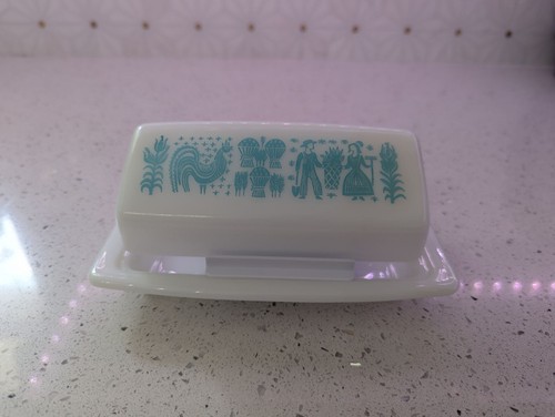 Pyrex butter dish display - butter,
