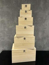 Slight Seconds Medium 26cm Solid Pine Wood Storage Craft Box with Clasp Lid