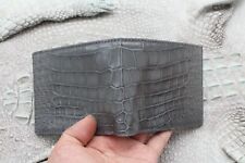 Gray Alligator Crocodile Print Belly Leather  ID Credit Card Wallet