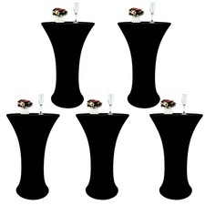 5 Pack Spandex Round 24'' Tablecloths for Cocktail, Banquet, Outdoor Party, W...