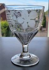Georgian Engraved Fruiting Grape + Vine Petal Moulded  Rummer  1780 Rough Pontil