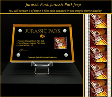 RARE - Jurassic Park: Jeep - 35mm Film Cell Encased in Stylish display