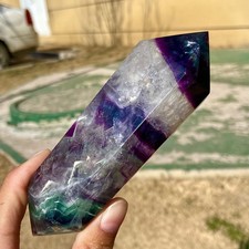 307G Natural unique colored fluorite pillar quartz crystal sample