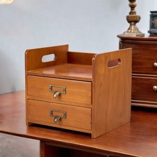 Small Desktop Wooden Storage Unit Jewellery Trinket Box Drawers Cabinet Display