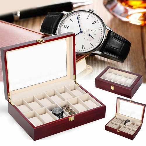 Grids wooden watch display - 12,