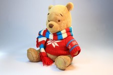 Disney Winnie the Pooh Plush Teddy Red Knit Jumper Scarf 30cm Xmas VGC