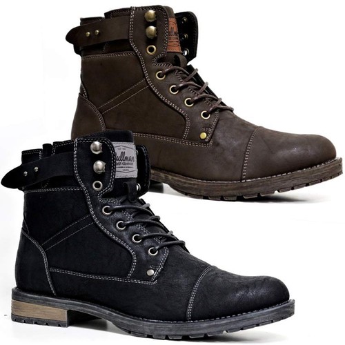 Mens faux leather combat - mens, lace