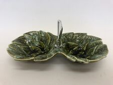 `Porcelain Leafed Double Bowl Dish With Handle by USA Wade CA