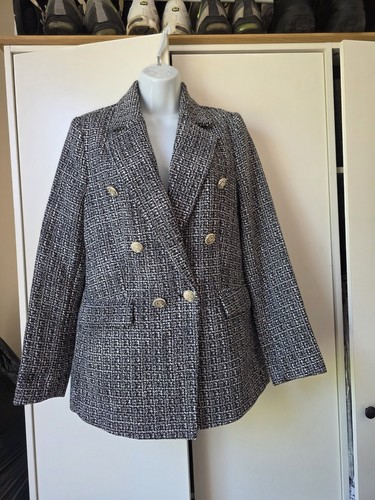 Boucle blazer black white - boucle,