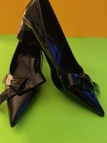 Zara black patent leather pump - leather,