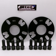 2x 5mm Black Bimecc Wheel Spacers, Black Bolts  VW AUDI RS3 5x100/5x112 57.1