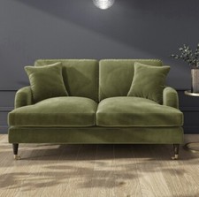 Two Seater Sofa Velvet Couch Upholstered with Cushions