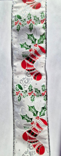 Christmas ribbon wired 63mm - ribbon,