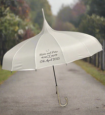 Personalised Wedding Umbrella Parasol Walking Umbrella White Pagoda Name Date