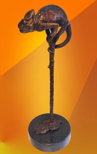 Chameleon sculpture bronze - sculpture, art
