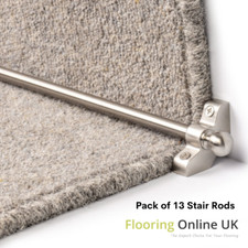 Pack Of 13 Satin Nickel Stair Rods 70cm Width Easy To Fit Carpet Runner Bars