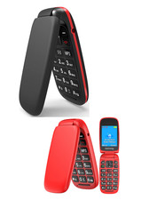 USHINING Unlocked GSM Flip Mobile Phone Big Button Easy to Use, BLACK/RED - F200