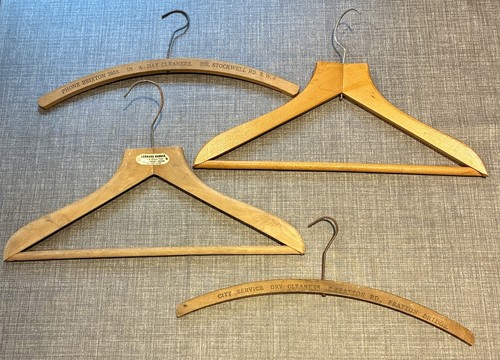 Vintage wooden coat hangers - coat,