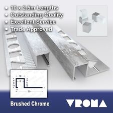 10x VROMA Tile Trims Box Shape Deep Brushed Chrome   *Matching Corner Blocks*