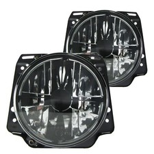 2x Headlight Clear Glass Black
