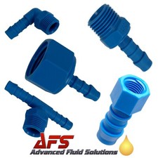 Tefen Blue Nylon Hose Fittings Plastic Barbed Pipe Joiner Threaded Connectors UK