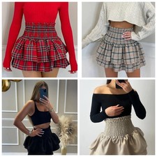 Women Ladies Frill Mini RaRa Skirt Tartan Check Pleat Gathering Mini Party Skirt