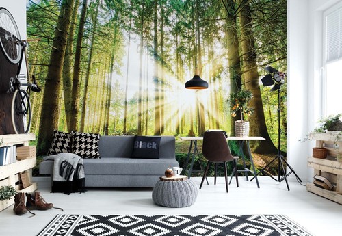Forest green wallpaper mural