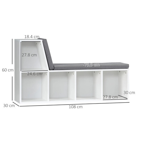 White bookcase reading - bookcase, bench