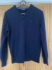Hackett 100%  Lambswool Jumper Pullover Size S Navy Blue