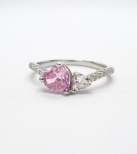Pink Love Heart Ring Sparkling