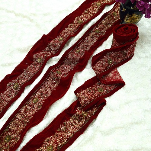Vintage red sari border - border, hand