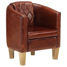 Tub Chair Office Single Sofa Armchair Couch Lounge Chair Real Leather vidaXL