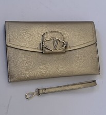 Fiorelli Gold Clutch Bag Heart Detail Clasp Handbag Wrist Strap RRP £55