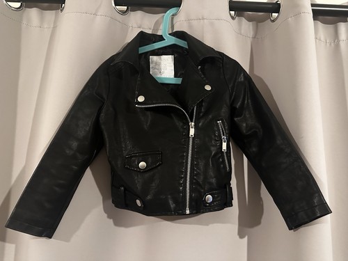 Girls black faux leather - faux,