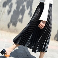 Women Satin Pleated Skirt