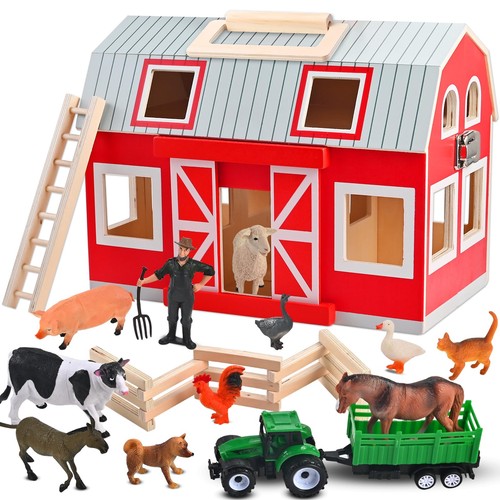 Wooden barn toys with - barn,