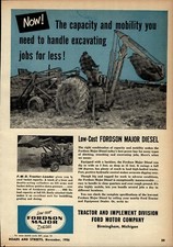1956 Fordson Major Diesel Print Advertisement: FMD Tractor Loader. Birmingham MI