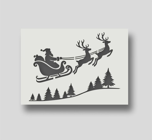 Santa sleigh stencil - santa,